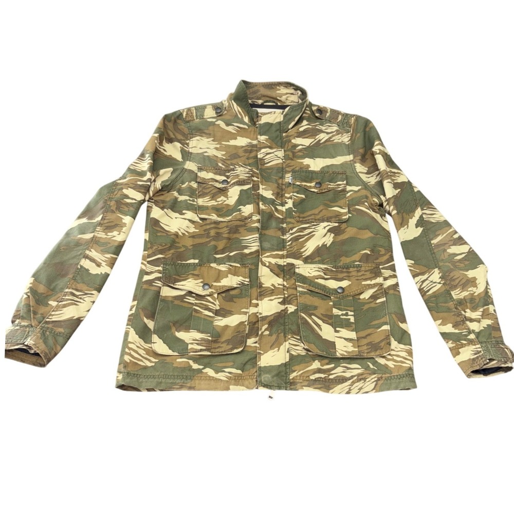 Levis Camouflage Utility Jacket Womens M Green Tigerstripe Field Coat Cotton